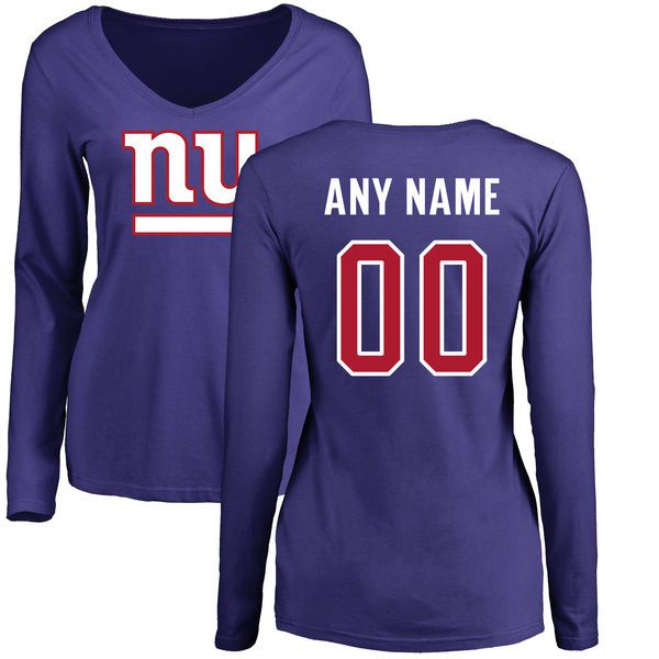 Women New York Giants NFL Pro Line by Fanatics Branded Royal Custom Name and Number Long Sleeve T-Shirt